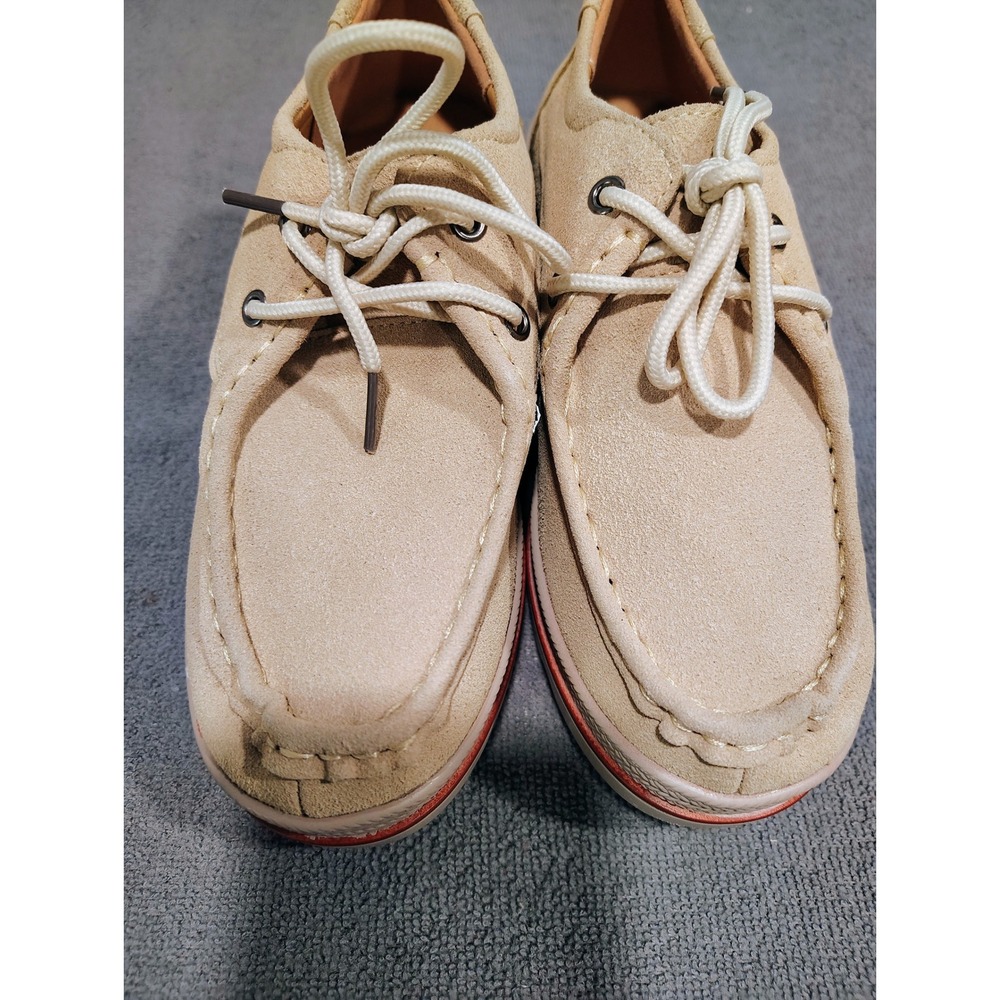 Tan Suede Platform Moccasin Lace Up Shoes Beige Moc Toe Loafers